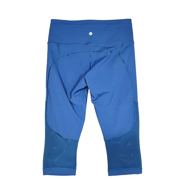 Lululemon Gear Up Crop 17" Size 6 Leggings Poseidon Blue Mesh leg Detail - Picture 3 of 9